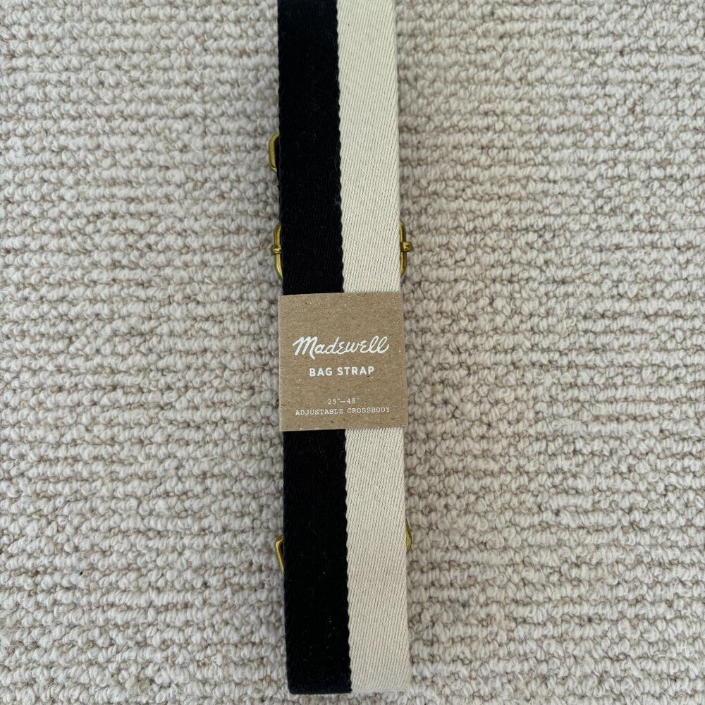 Madewell Crossbody Bag Strap in Black and Ivory NWT